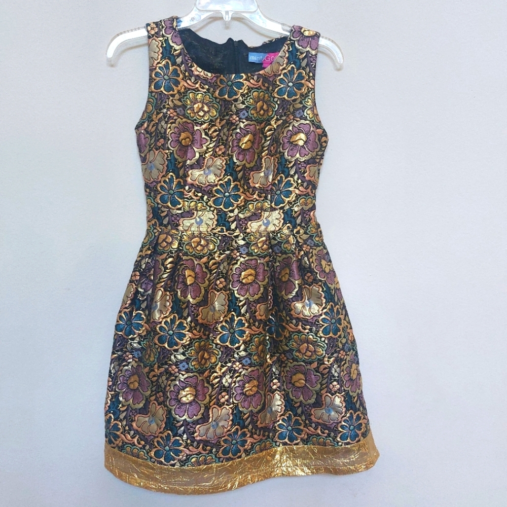 Mint GoGo Beautiful Multicolor Floral design Girls Dress Size Small.